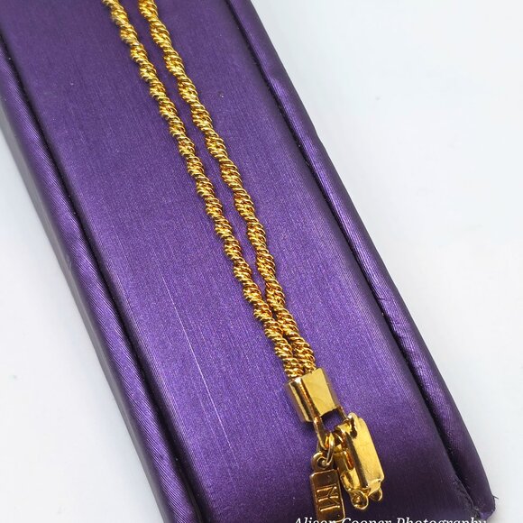 Merlite Gold Double Rope Twist Chain Bracelet Crystal Rhinestone Accent Bracelet - Picture 7 of 17